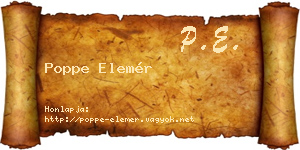 Poppe Elemér névjegykártya